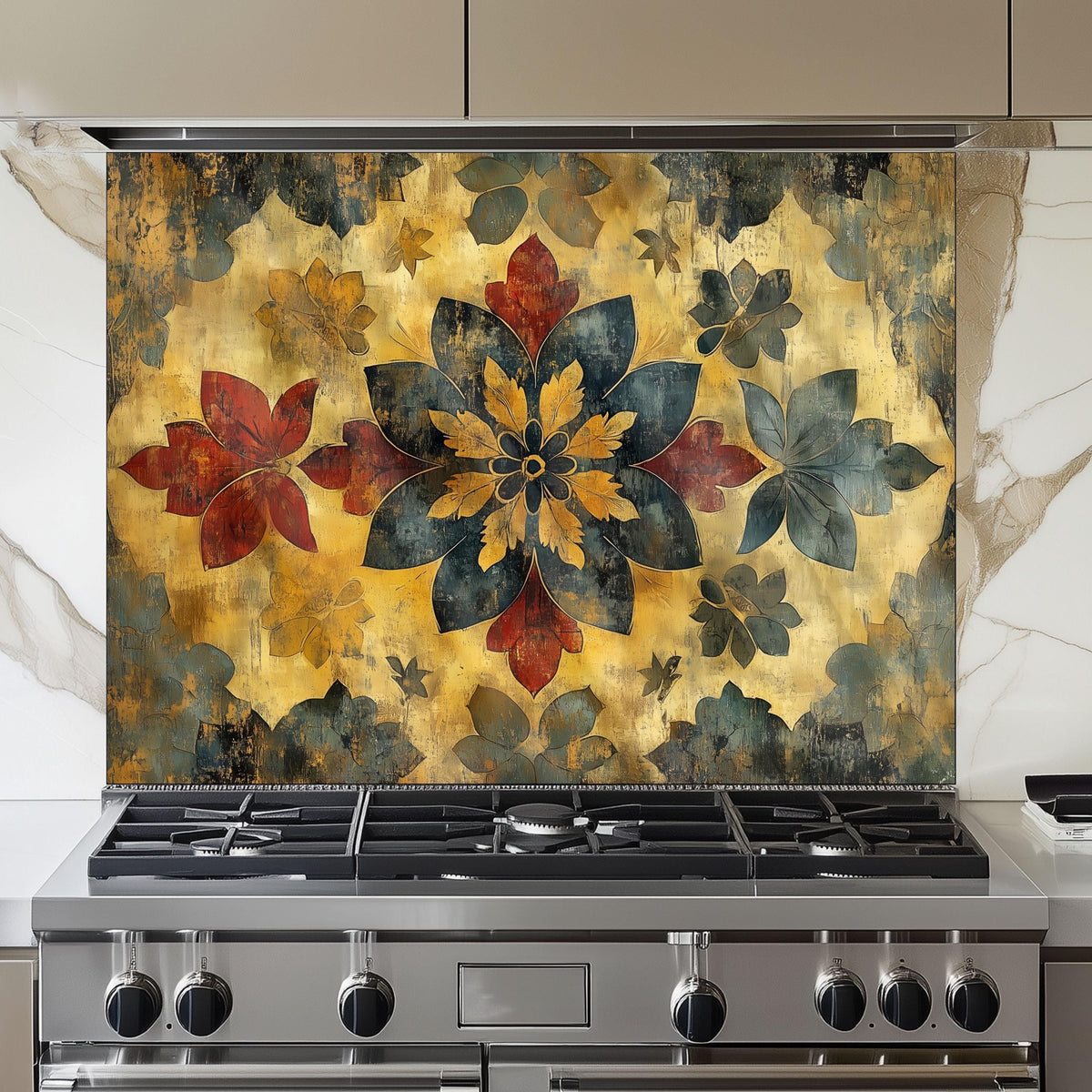 Moroccan Tempered Glass Stove Backsplash Panel, Modern Kitchen Art, Custom Size Design