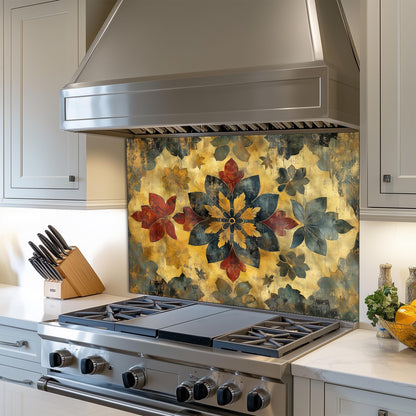 Moroccan Tempered Glass Stove Backsplash Panel, Modern Kitchen Art, Custom Size Design