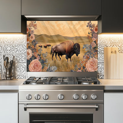 Bison Tempered Glass Kitchen Backsplash: Heat Resistant Stove Wall Art