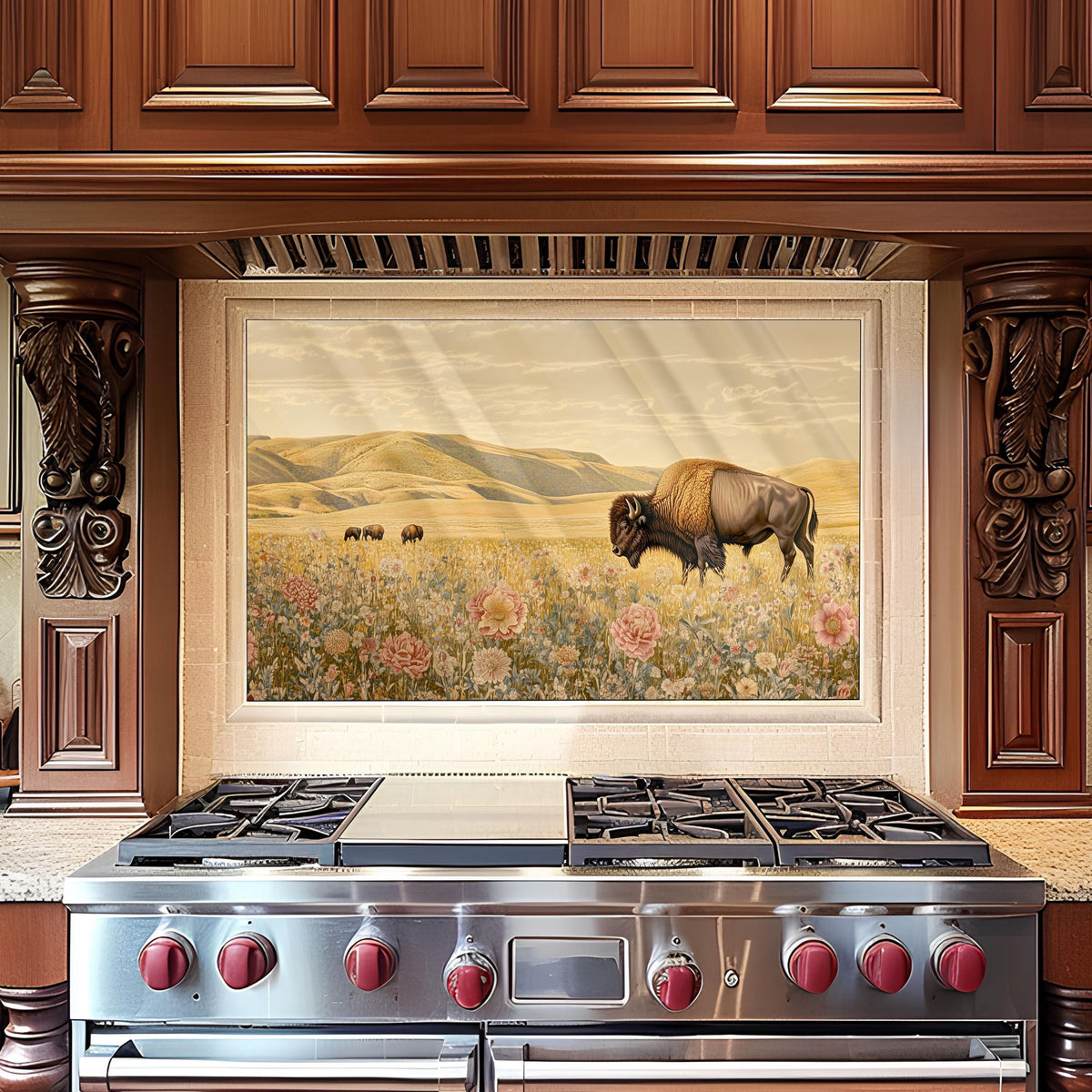 Buffalo Tempered Glass Kitchen Backsplash: Stove Area Wall Art