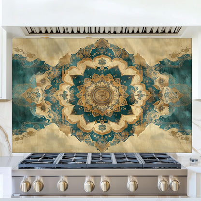 Moroccan Style Glass Backsplash, Heat Resistant Stove Guard, Custom Size Kitchen Art