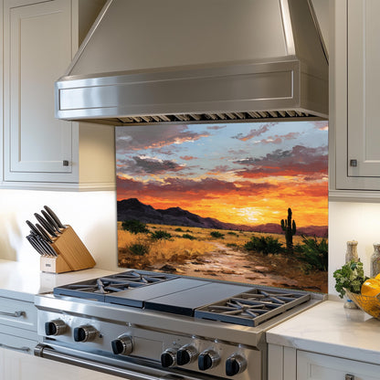 Golden Art Tempered Glass Kitchen Backsplash, Luxury UV Printed Wall Decor, Custom Size Design