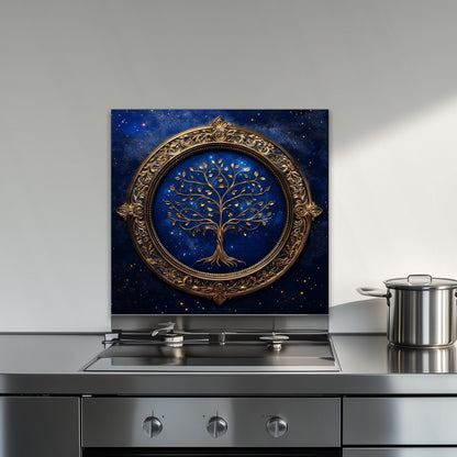 Tempered Glass Gold Backsplash