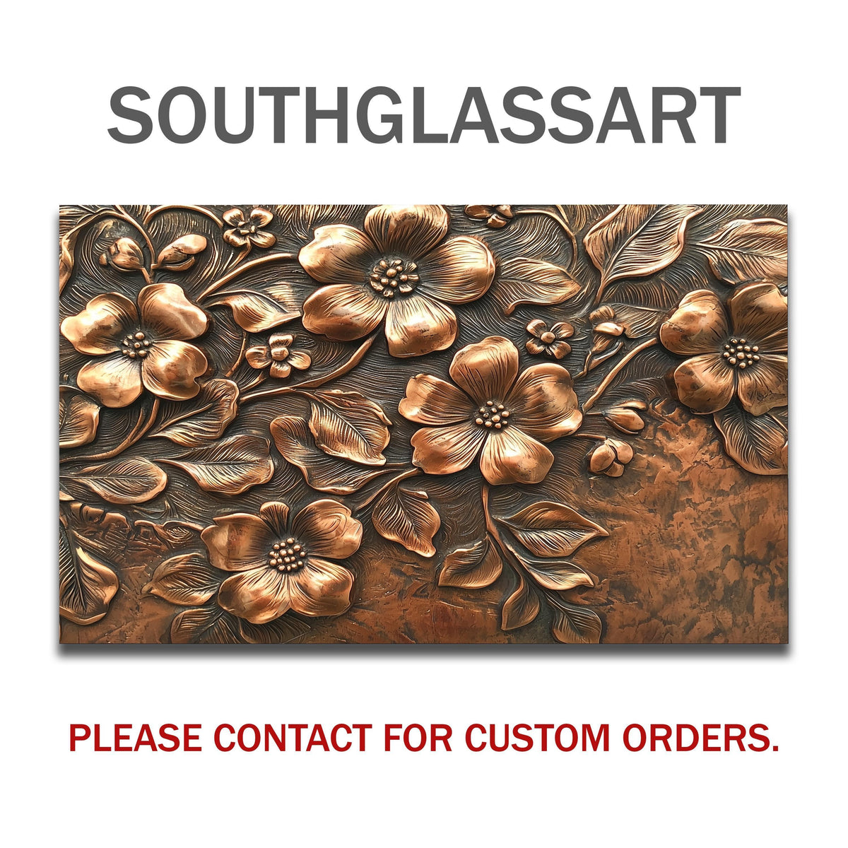 Floral Copper-Effect Tempered Glass Kitchen Backsplash
