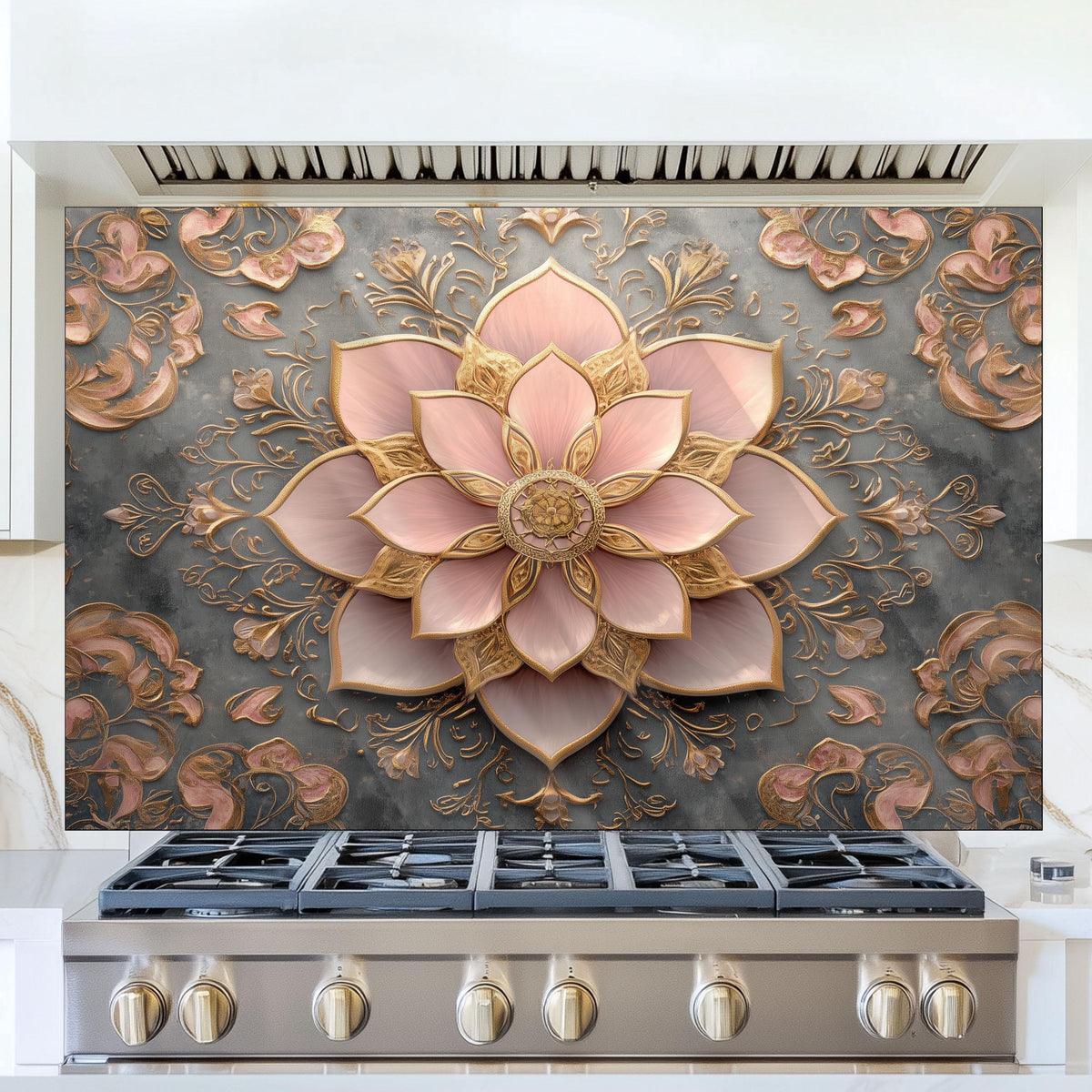 Moroccan Style Glass Backsplash, Artistic Geometric Stove Guard, Heat Resistant Easy Clean Kitchen Art