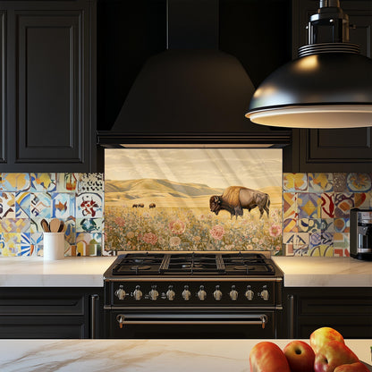 Buffalo Tempered Glass Kitchen Backsplash: Stove Area Wall Art