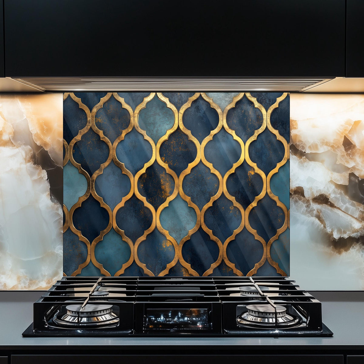 Moroccan Tempered Glass Kitchen Splashback: Heat Resistant Backsplash