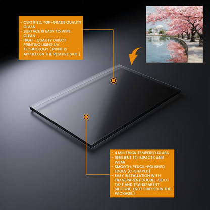 Cherry Blossom Tempered Glass Backsplash – Waterfront Spring Kitchen Panel