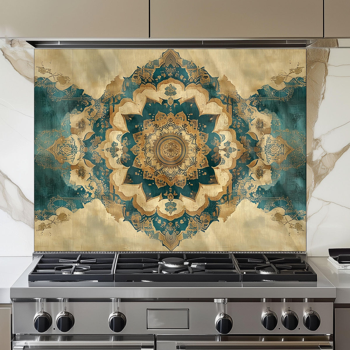 Moroccan Style Glass Backsplash, Heat Resistant Stove Guard, Custom Size Kitchen Art
