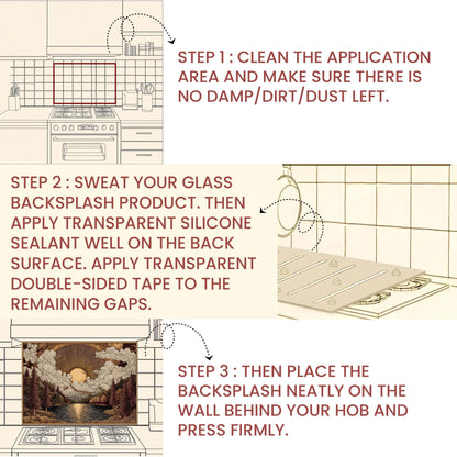 Tempered Glass Kitchen Backsplash: Mountain Sunrise Landscape, Heat-Resistant
