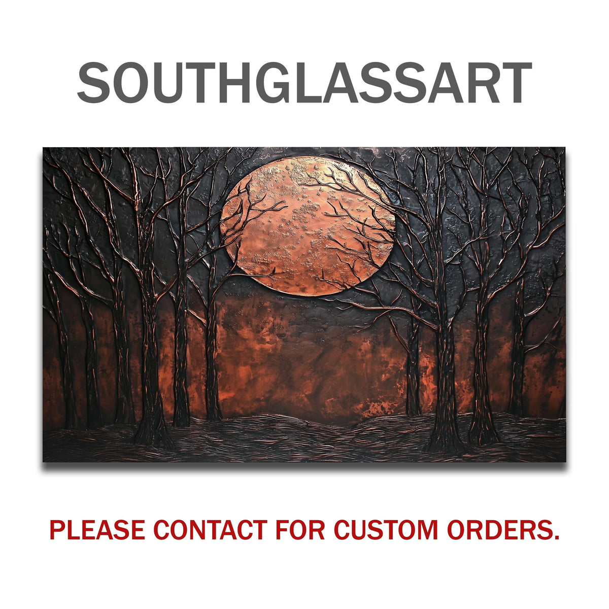 Moon Forest Glass Backsplash, Rustic Night Landscape Tempered Glass, Custom Size Design