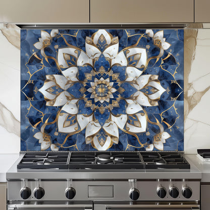 Moroccan Style Tempered Glass Stove Backsplash, Artistic Kitchen Panel, Custom Size Design