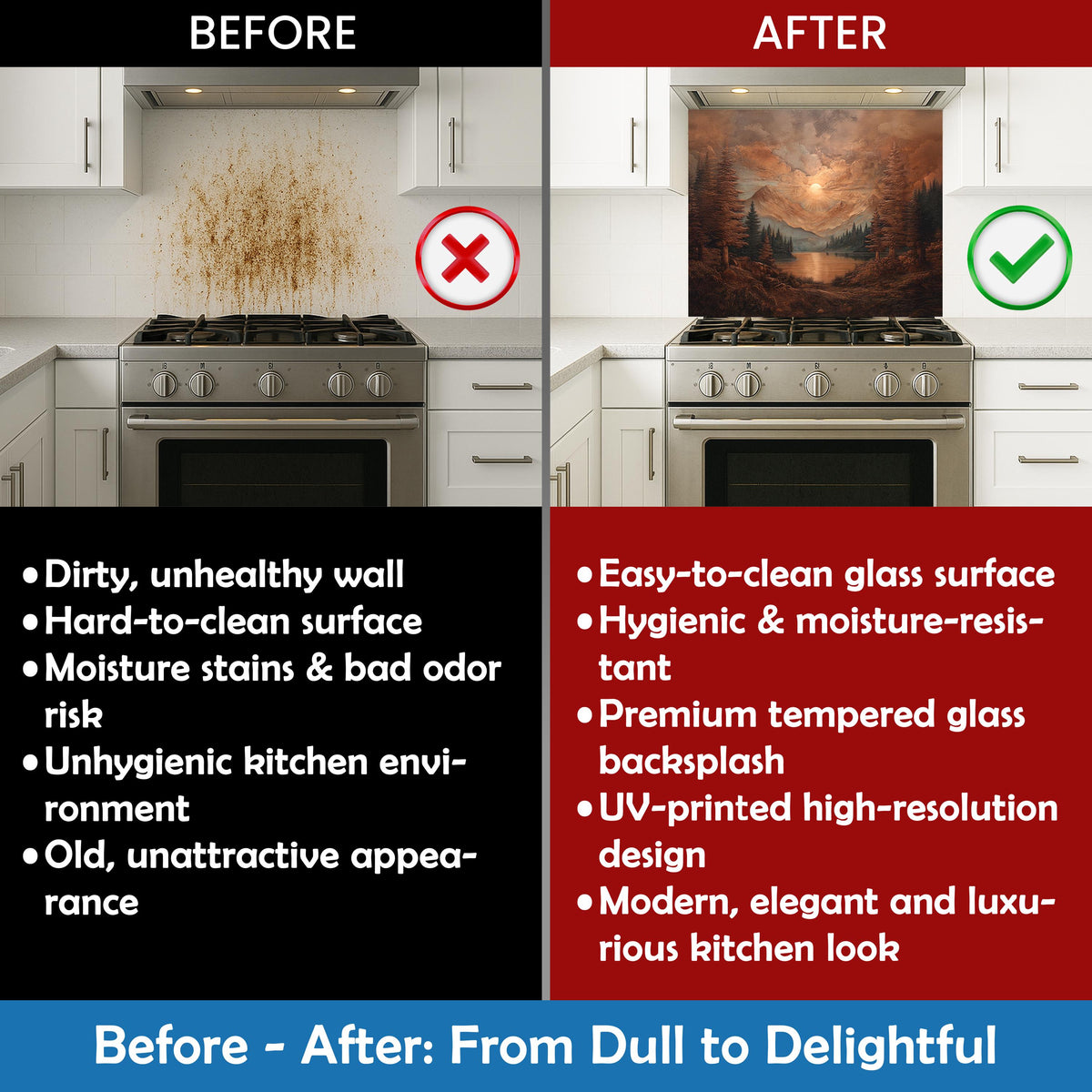 Coastal Cliff Ocean View Kitchen Backsplash, UV Printed Tempered Glass, Custom Size Design